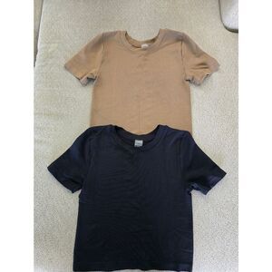 Dynamic Black and Brown Cropped Stretch T Shirts - One Size